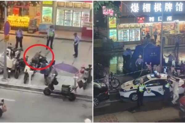 广州白发老人当街持刀 遭警察枪击 引质疑