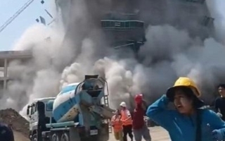 缅甸强震 曼谷在建大楼倒塌 民众街头狂奔