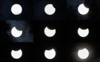 组图：日偏食奇景在北半球闪亮登场