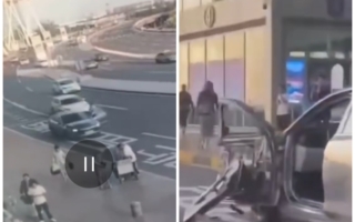 天津机场航站楼前 一司机下车时遭后车撞伤