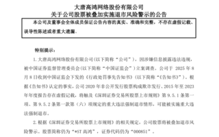 大唐高鸿公司9年虚增营收约198亿 或被退市