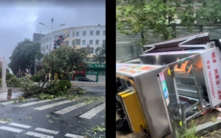 台风杨柳登陆福建漳浦 风电设备拦腰折断