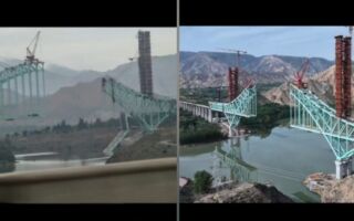 尖扎黄河特大桥主拱肋垮塌坠河 巨响惊醒民众