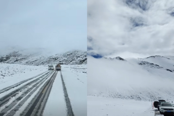 十一长假首日中国多地突降大雪 上百辆车被困