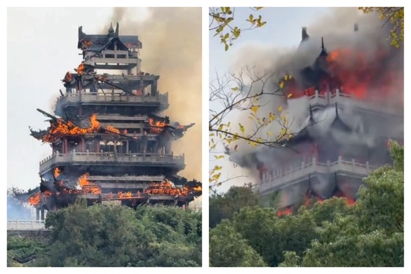 苏州千年古刹永庆寺突发火灾 文昌阁被烧空