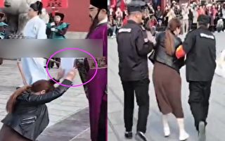 传河南开封府演包公戏 女子跪哭喊冤被架走