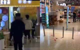 珠海一男子在商场内持刀伤人 现场血渍斑斑