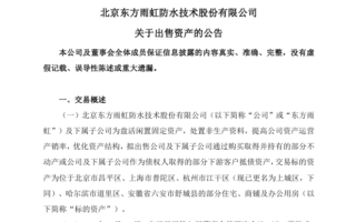 中企“东方雨虹”亏损 降价出售四十多套房产