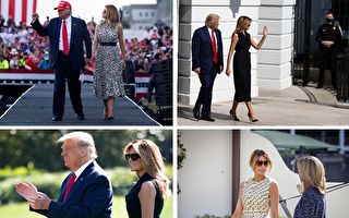 组图:参加竞选活动 梅拉尼娅优雅着装现身