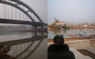 江苏盐城在建“月港大桥”垮塌 已致2死3失联