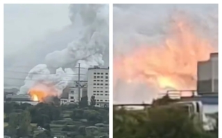 江苏江阴一化工厂黄磷罐车泄漏 引发火灾