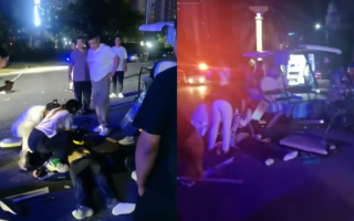 海南一辆观光车被撞 造成至少2死5伤