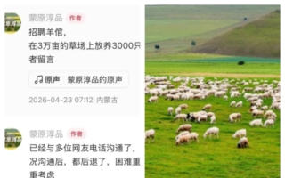 内蒙古一牧场招羊倌 老板称很多90后求职