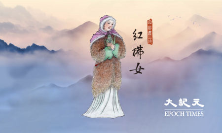 红拂女（绘图 古瑞珍，背景图shutterstock ／大纪元合成）