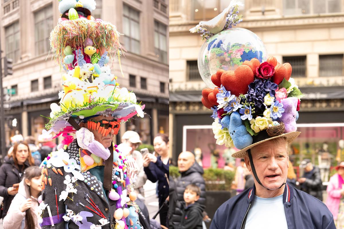 2026年4月5日，纽约曼哈顿第五大道举行年度复活节游行暨花帽节活动，参与者佩戴各式创意帽饰，展现个人风格，融合节庆、艺术与社交功能，成为纽约市春季具代表性的文化盛事。（戴兵／大纪元）