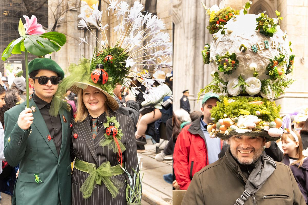 2026年4月5日，纽约曼哈顿第五大道举行年度复活节游行暨花帽节活动，参与者佩戴各式创意帽饰，展现个人风格，融合节庆、艺术与社交功能，成为纽约市春季具代表性的文化盛事。（戴兵／大纪元）