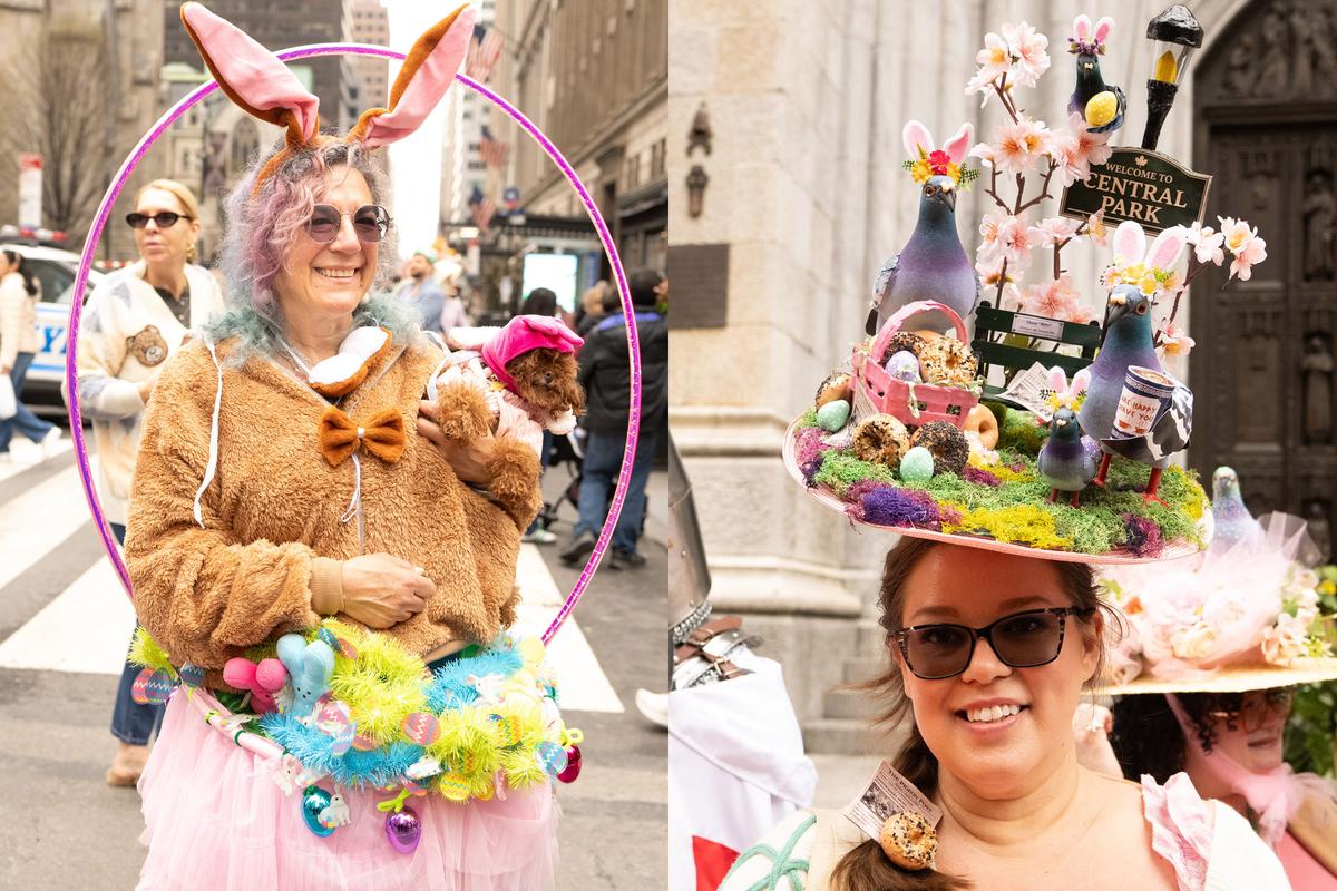 2026年4月5日，纽约曼哈顿第五大道举行年度复活节游行暨花帽节活动，参与者佩戴各式创意帽饰，展现个人风格，融合节庆、艺术与社交功能，成为纽约市春季具代表性的文化盛事。（戴兵／大纪元）