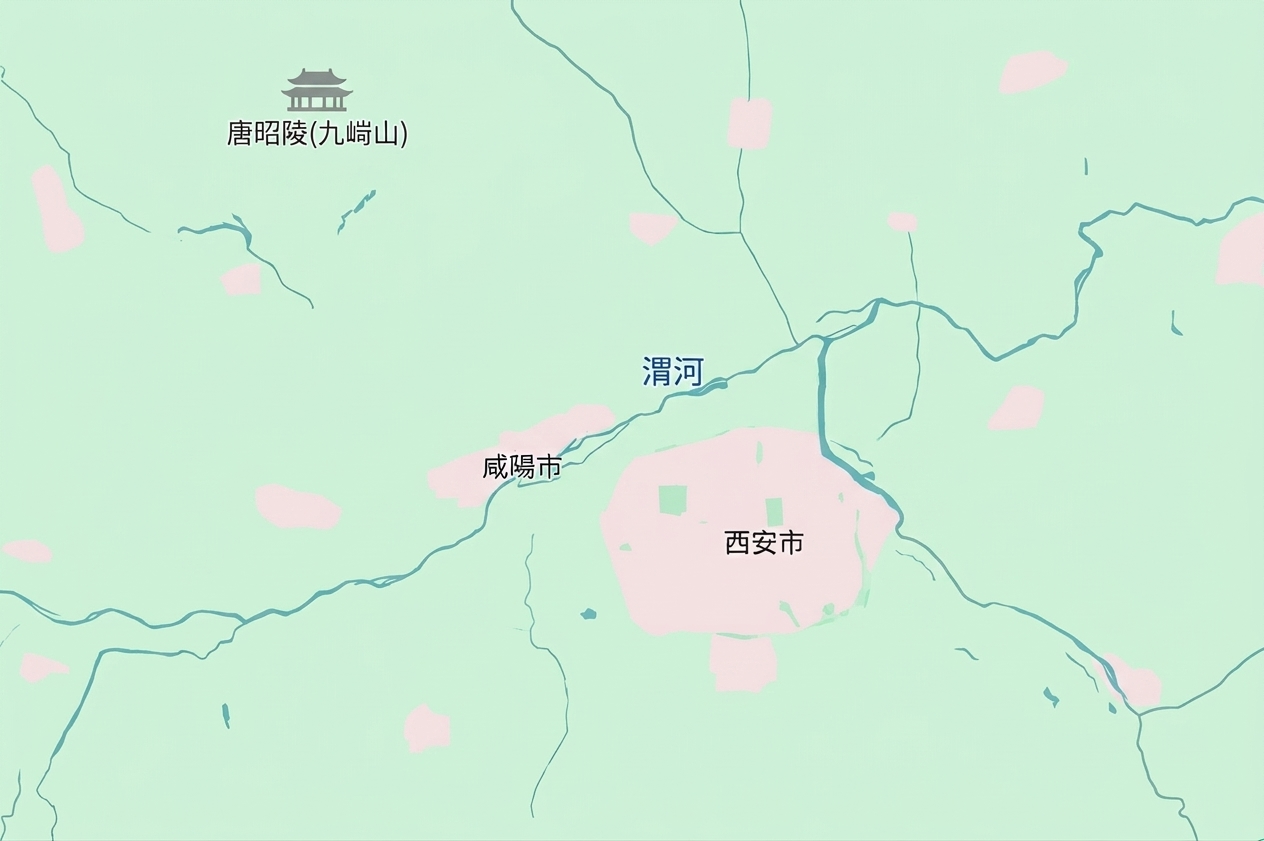 咸阳地理位置示意图。(Gemini AI制图)
