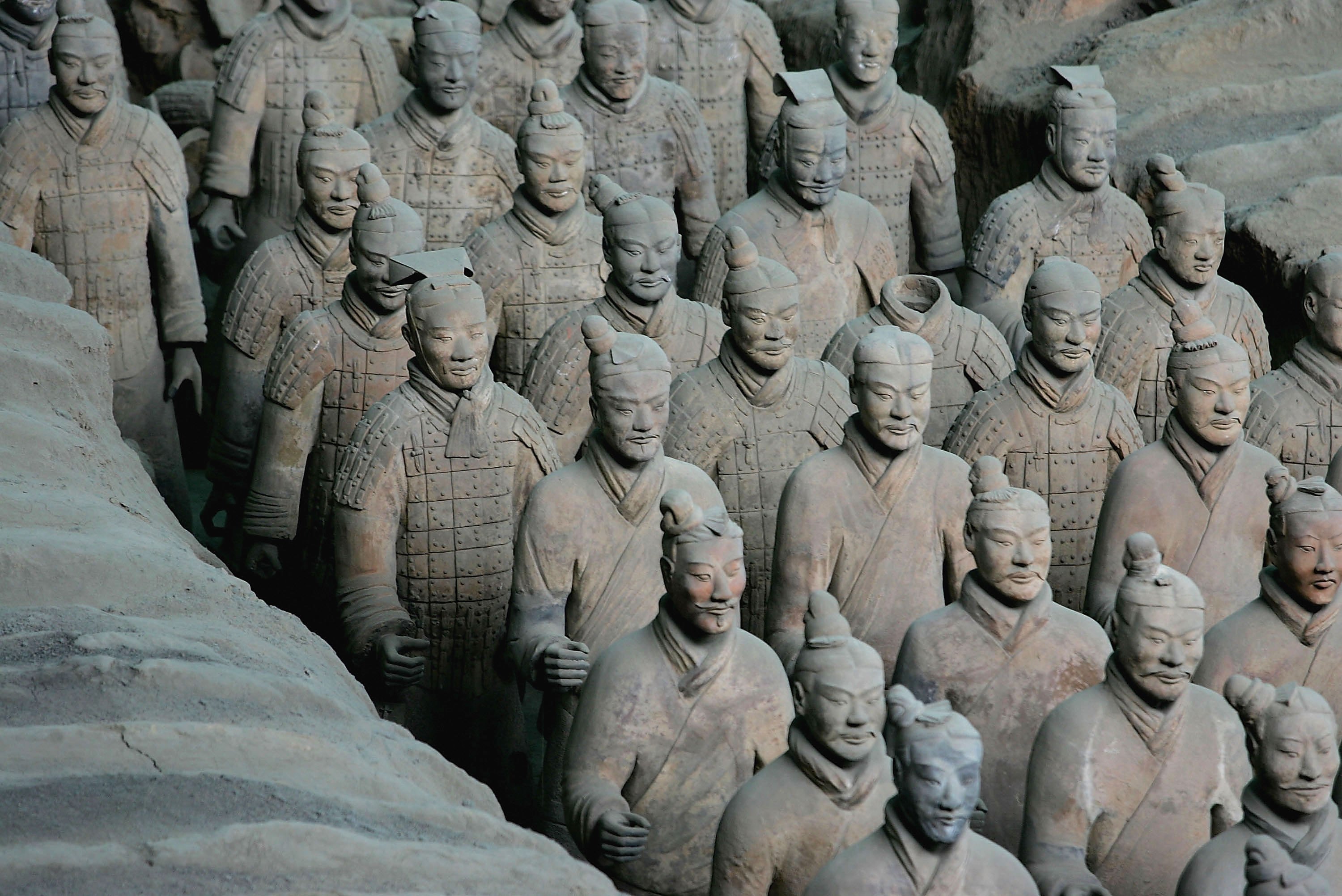 中国西安秦始皇陵的陶俑（兵马俑）。(China Photos/Getty Images)