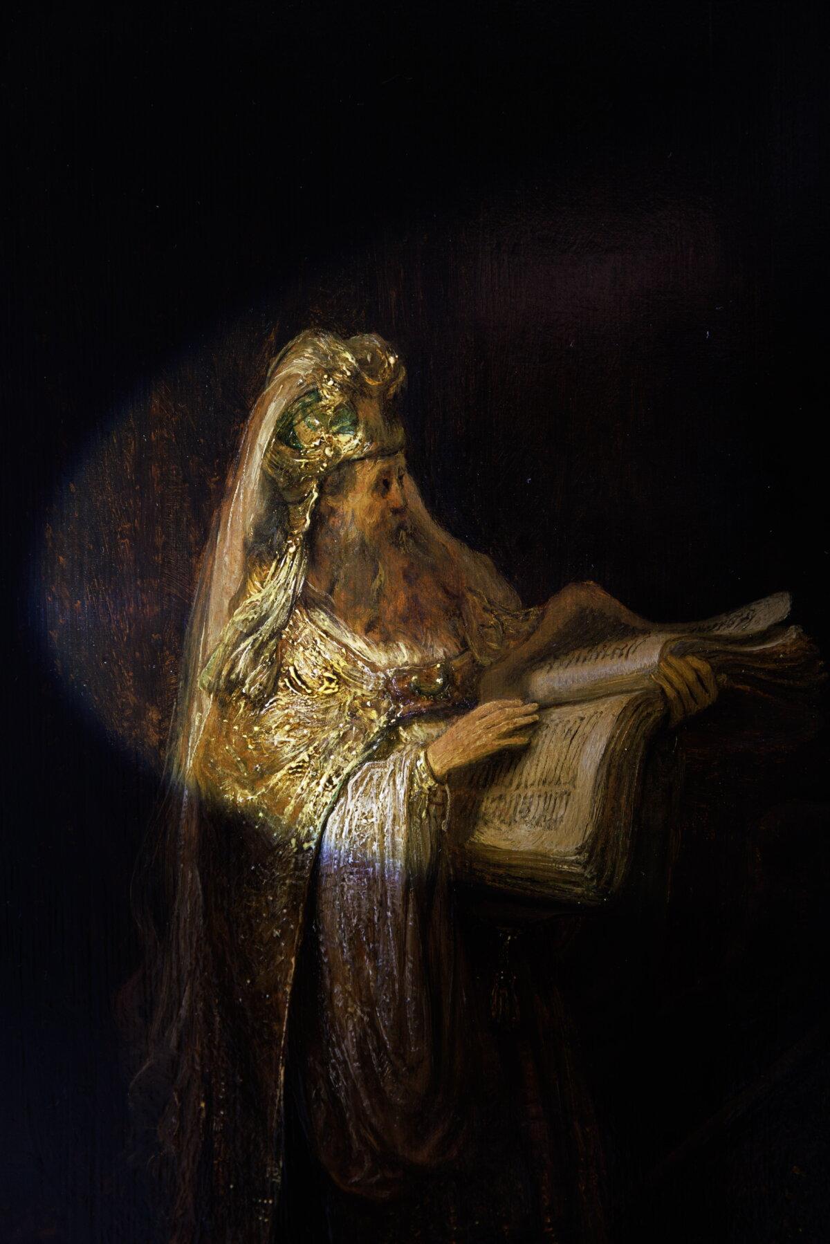 《撒迦利亚在圣殿中的异象》局部,1633年,伦勃朗‧凡‧莱因作。(Kelly Schenk/Rijksmuseum提供)